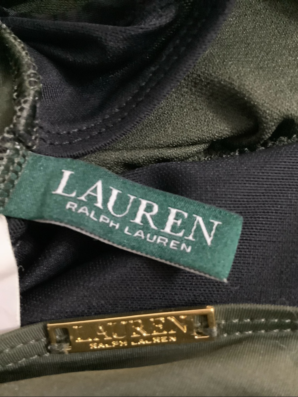 Ralph Lauren Olive Green One-Piece Swimsuit Size 16 (0260) - Picture 5 of 6